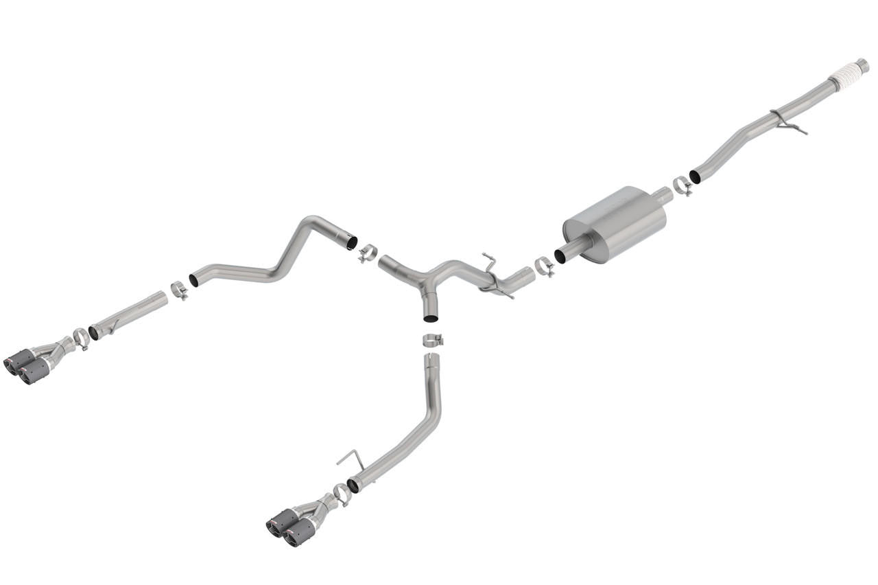 2019-2022 Silverado-Sierra 1500 Cat-Back Exhaust System, S-Type, Carbon Fiber Tips - Apollo Off-Road