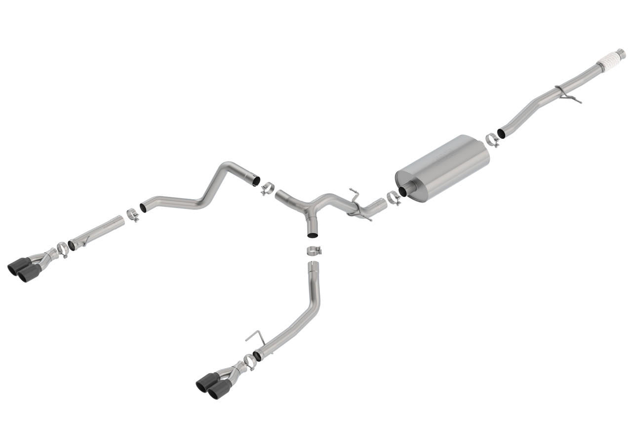 2019-2022 Silverado-Sierra 1500 Cat-Back Exhaust System, Touring, Black Chrome Tips - Apollo Off-Road