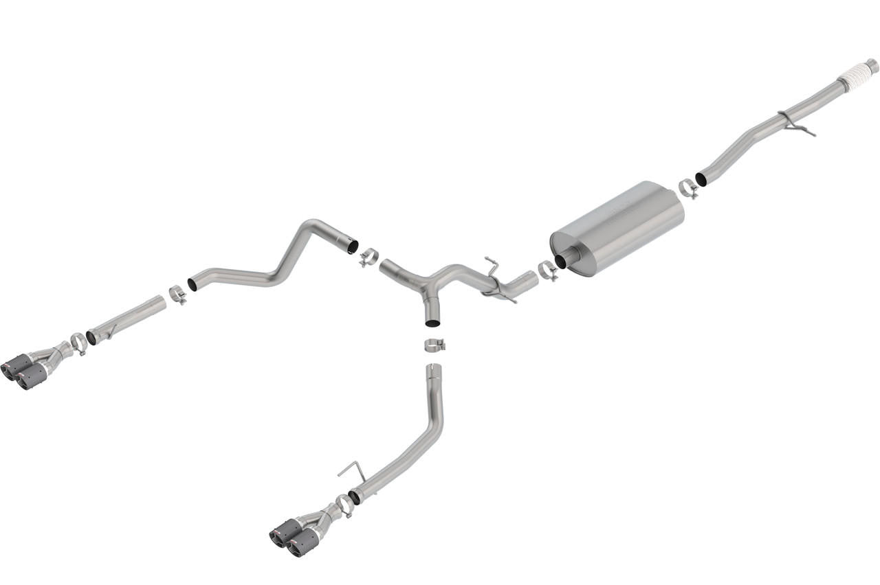 2019-2022 Silverado-Sierra 1500 Cat-Back Exhaust System, Touring, Carbon Fiber Tips - Apollo Off-Road