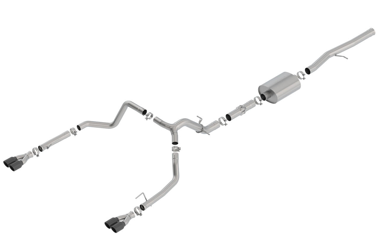 2019-2023 Chevrolet Silverado 1500-GMC Sierra 1500 6.2L Cat-Back Exhaust System, ATAK, Black Chrome Tips - Apollo Off-Road