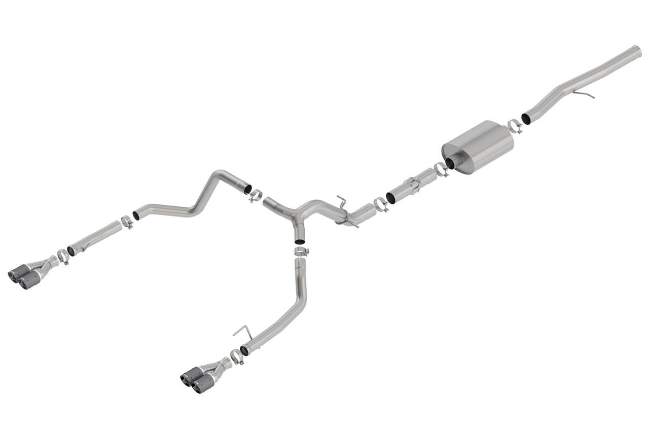 2019-2023 Chevrolet Silverado 1500-GMC Sierra 1500 6.2L Cat-Back Exhaust System, ATAK, Carbon Fiber Tips - Apollo Off-Road