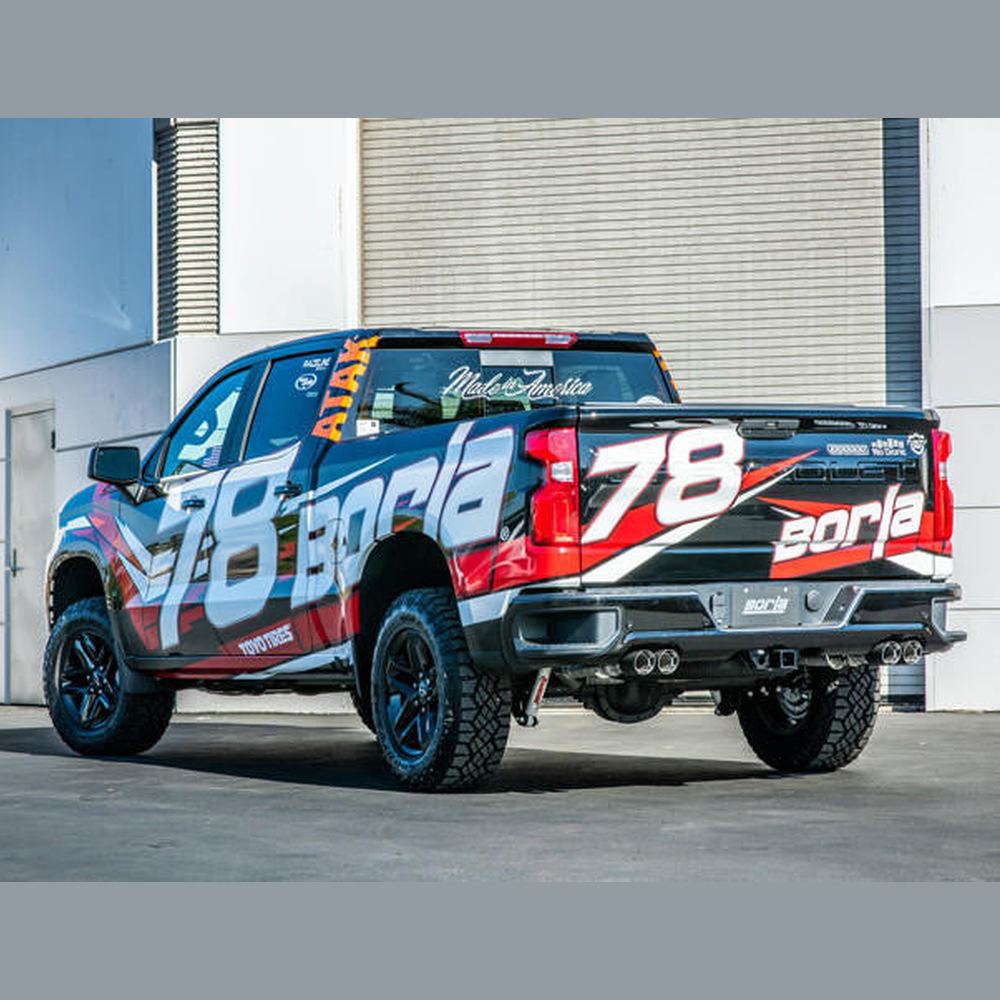 2019-2023 Chevrolet Silverado 1500-GMC Sierra 1500 6.2L Cat-Back Exhaust System, ATAK, Carbon Fiber Tips - Apollo Off-Road