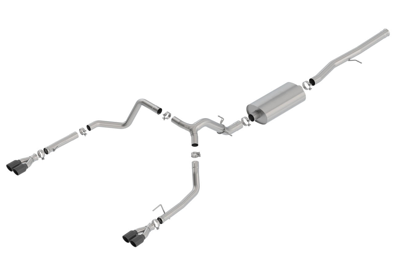 2019-2023 Chevrolet Silverado 1500-GMC Sierra 1500 6.2L Cat-Back Exhaust System, Touring, Black Chrome Tips - Apollo Off-Road