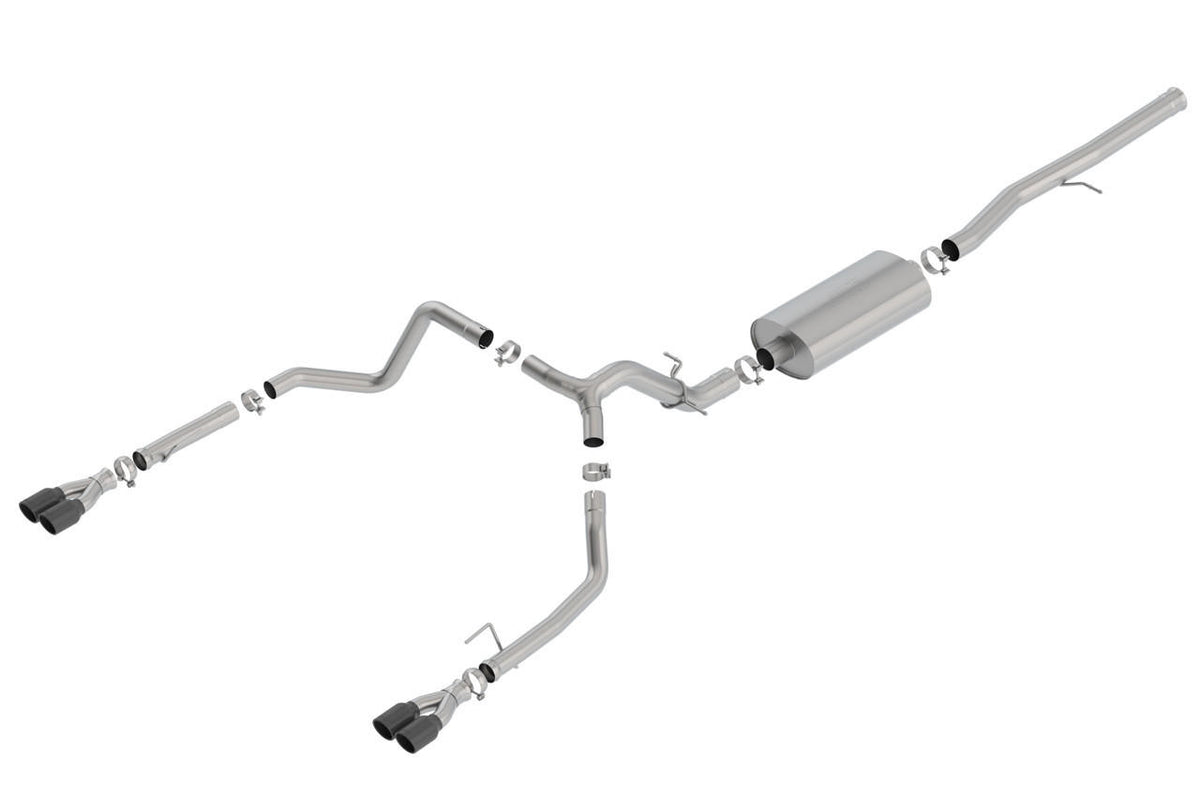 2019-2023 Chevrolet Silverado 1500-GMC Sierra 1500 6.2L Cat-Back Exhaust System, Touring, Black Chrome Tips - Apollo Off-Road
