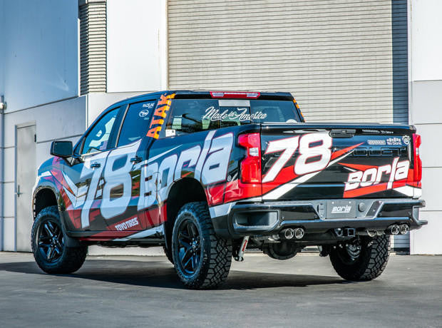 2019-2023 Chevrolet Silverado 1500-GMC Sierra 1500 6.2L Cat-Back Exhaust System, Touring, Carbon Fiber Tips - Apollo Off-Road