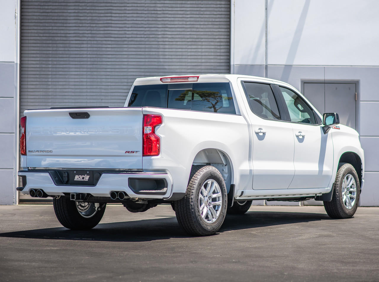 2019-2023 Chevrolet Silverado 1500-GMC Sierra 1500 Cat-Back Exhaust System, S-Type, Black Chrome Tips - Apollo Off-Road