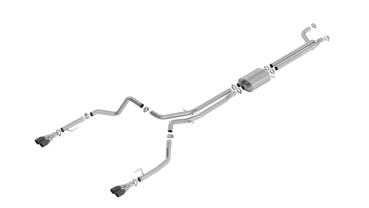 2019-2023 Chevrolet Silverado 1500-GMC Sierra 1500 Cat-Back Exhaust System, S-Type, Black Chrome Tips - Apollo Off-Road