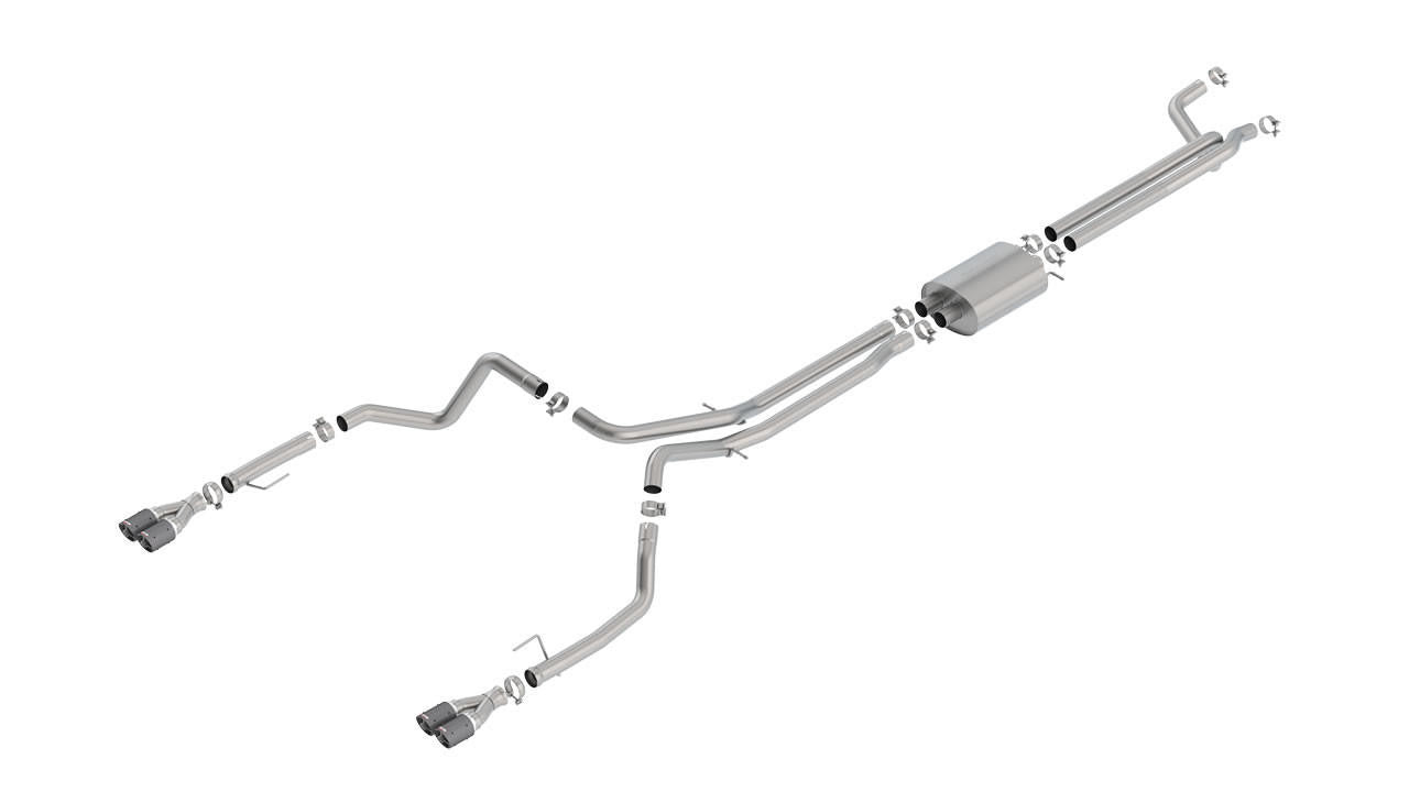 2019-2023 Chevrolet Silverado 1500-GMC Sierra 1500 Cat-Back Exhaust System, S-Type, Carbon Fiber Tips - Apollo Off-Road