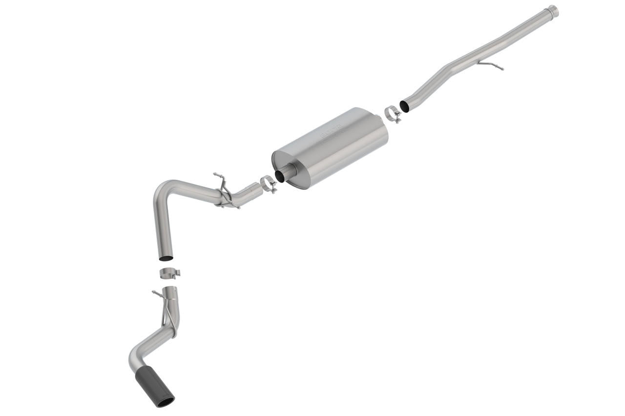 2019-2023 Chevrolet Silverado 1500-GMC Sierra 1500 Cat-Back Exhaust System, Touring, Black Chrome Tips - Apollo Off-Road