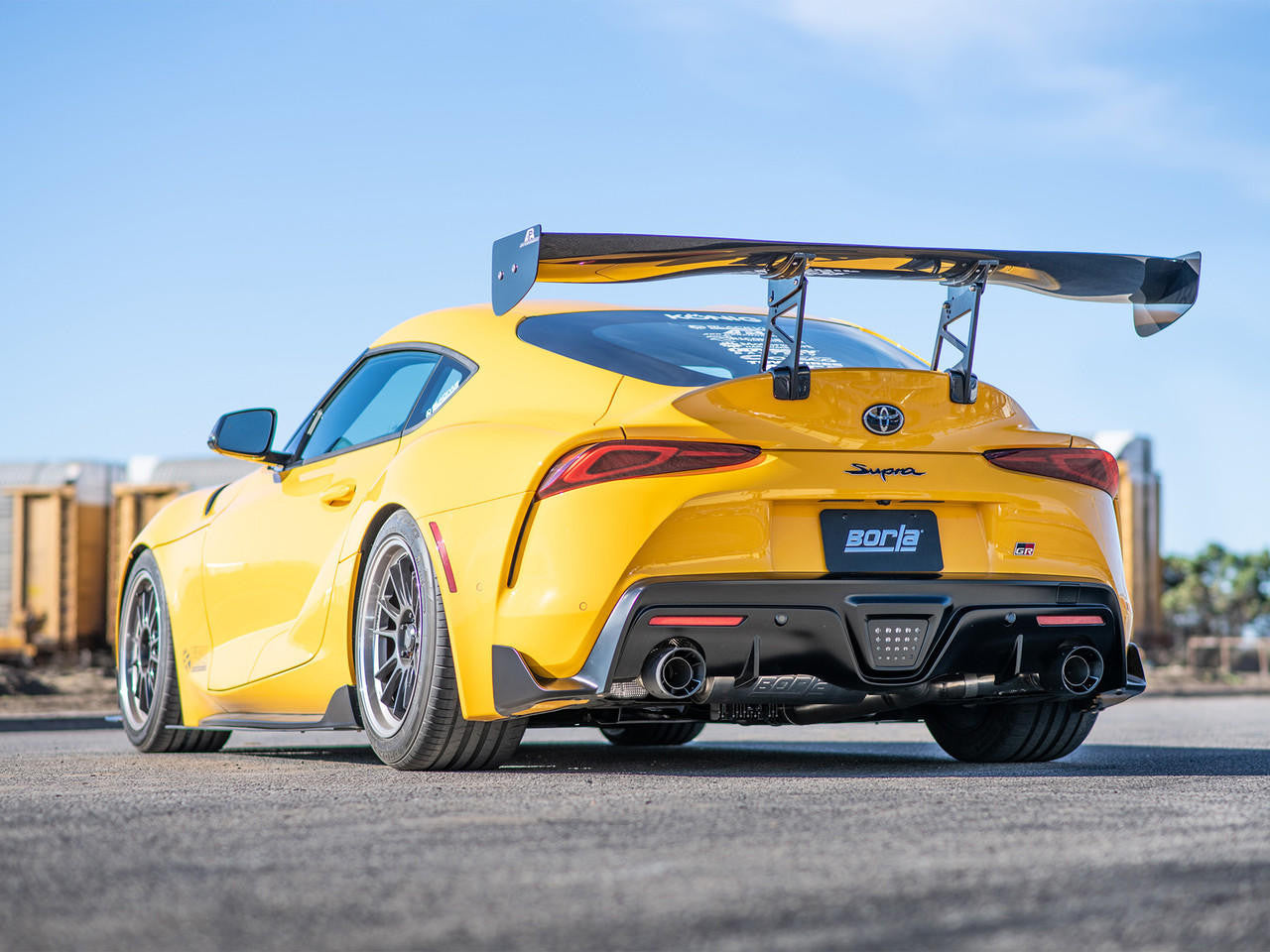2020-2023 Toyota GR Supra Cat-Back Exhaust System, ATAK, Carbon Fiber Black Anodized Tips - Apollo Off-Road