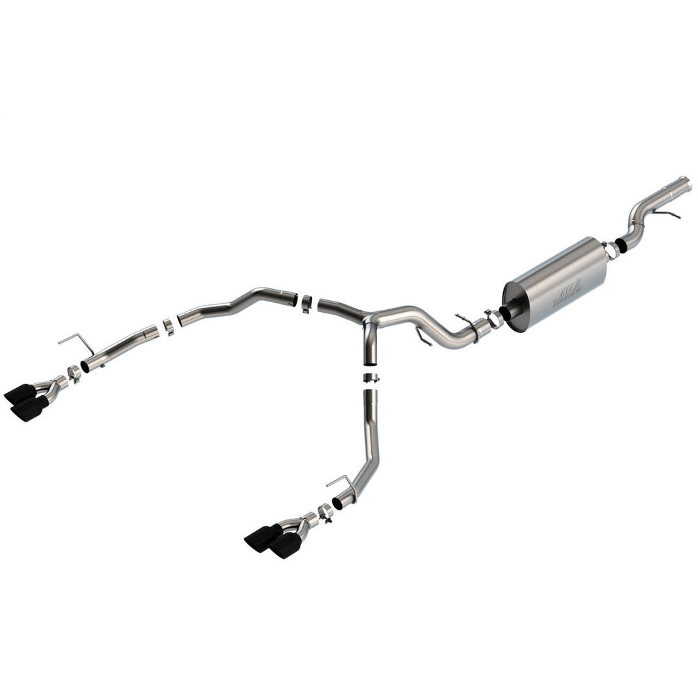2021-2022 Chevrolet Tahoe-GMC Yukon Cat-Back Exhaust System, Touring, Black Chrome Tips - Apollo Off-Road