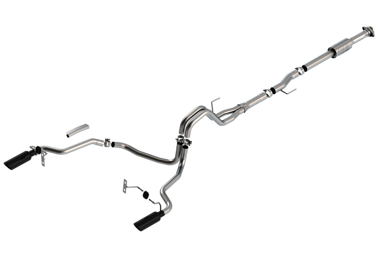 2021-2023 Ford F-150 2.7L-3.5L V6 Cat-Back Exhaust System, ATAK, Black Chrome Tips - Apollo Off-Road