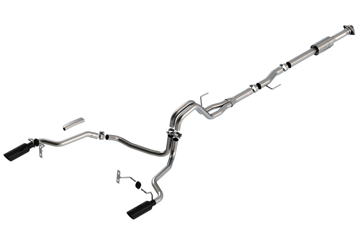 2021-2023 Ford F-150 2.7L-3.5L V6 Cat-Back Exhaust System, ATAK, Black Chrome Tips - Apollo Off-Road