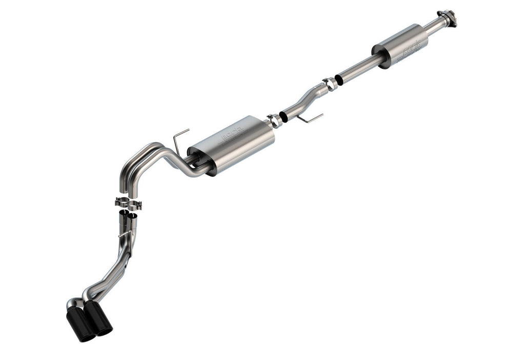 2021-2023 Ford F-150 2.7L-3.5L V6 Cat-Back Exhaust System, Touring, Black Chrome Tips - Apollo Off-Road