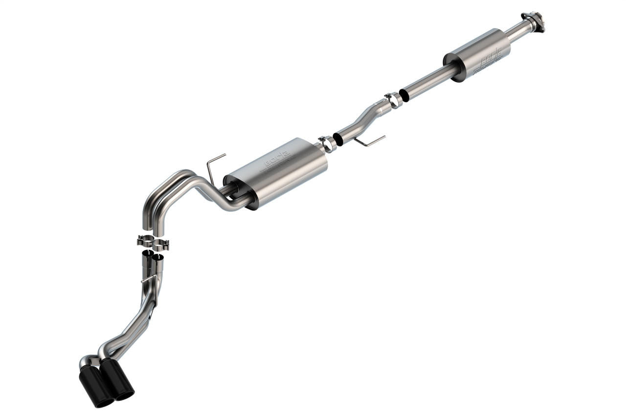 2021-2023 Ford F-150 2.7L-3.5L V6 Cat-Back Exhaust System, Touring, Black Chrome Tips - Apollo Off-Road