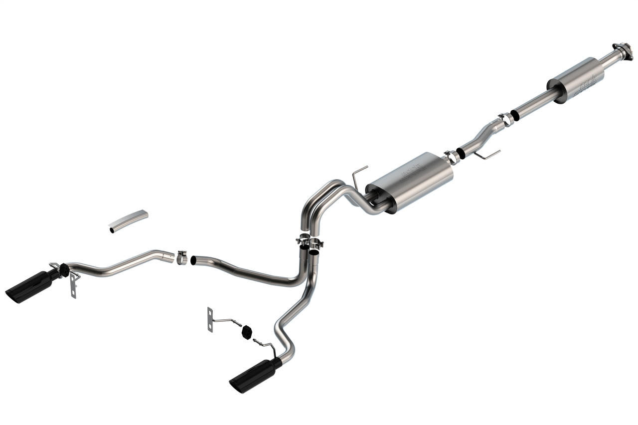 2021-2023 Ford F-150 3.3L V6 Cat-Back Exhaust System, S-Type, Black Chrome Tips - Apollo Off-Road