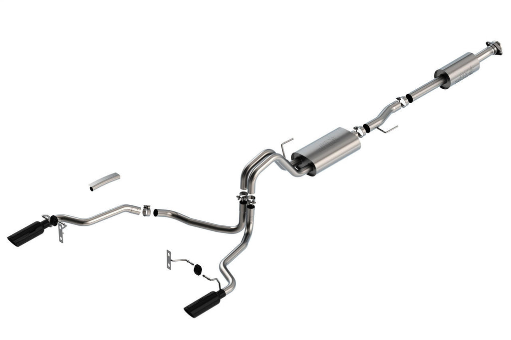 2021-2023 Ford F-150 5.0L Cat-Back Exhaust System, Touring, Black Chrome Tips - Apollo Off-Road