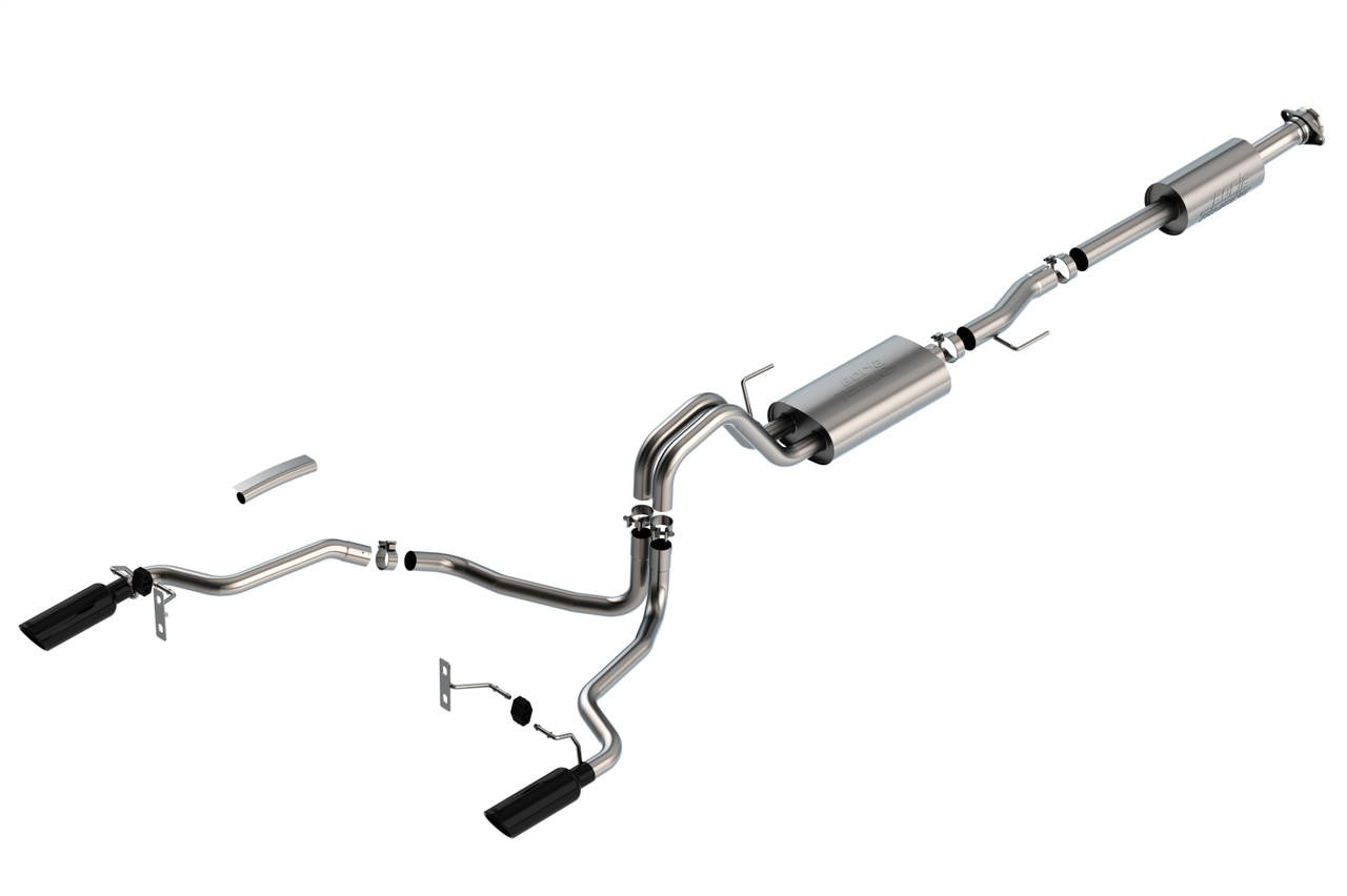 2021-2023 Ford F-150 5.0L Cat-Back Exhaust System, Touring, Black Chrome Tips - Apollo Off-Road