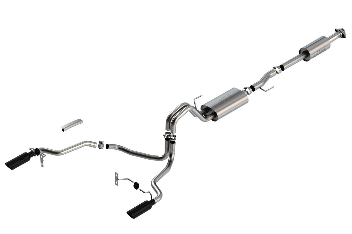 2021-2023 Ford F-150 5.0L Cat-Back Exhaust System, Touring, Black Chrome Tips - Apollo Off-Road