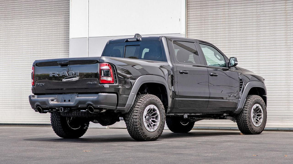 2021-2023 RAM TRX Tip Kit Single Round Rolled Edge Angle-Cut Black Chrome - Apollo Off-Road