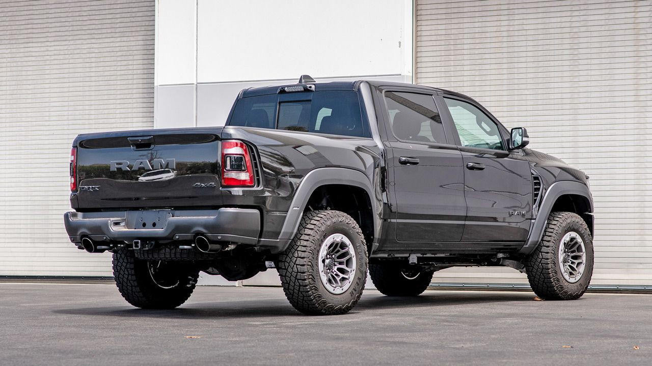 2021-2023 RAM TRX Tip Kit Single Round Rolled Edge Angle-Cut Black Chrome - Apollo Off-Road