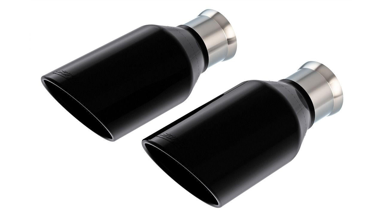 2021-2023 RAM TRX Tip Kit Single Round Rolled Edge Angle-Cut Black Chrome - Apollo Off-Road
