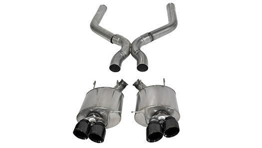 3.0 Inch Axle-Back Plus X-Pipe Sport Dual Exhaust Black 4.0 Inch Tips 13-14 Mustang Shelby GT500 5.8L V8 Stainless Steel - Apollo Off-Road
