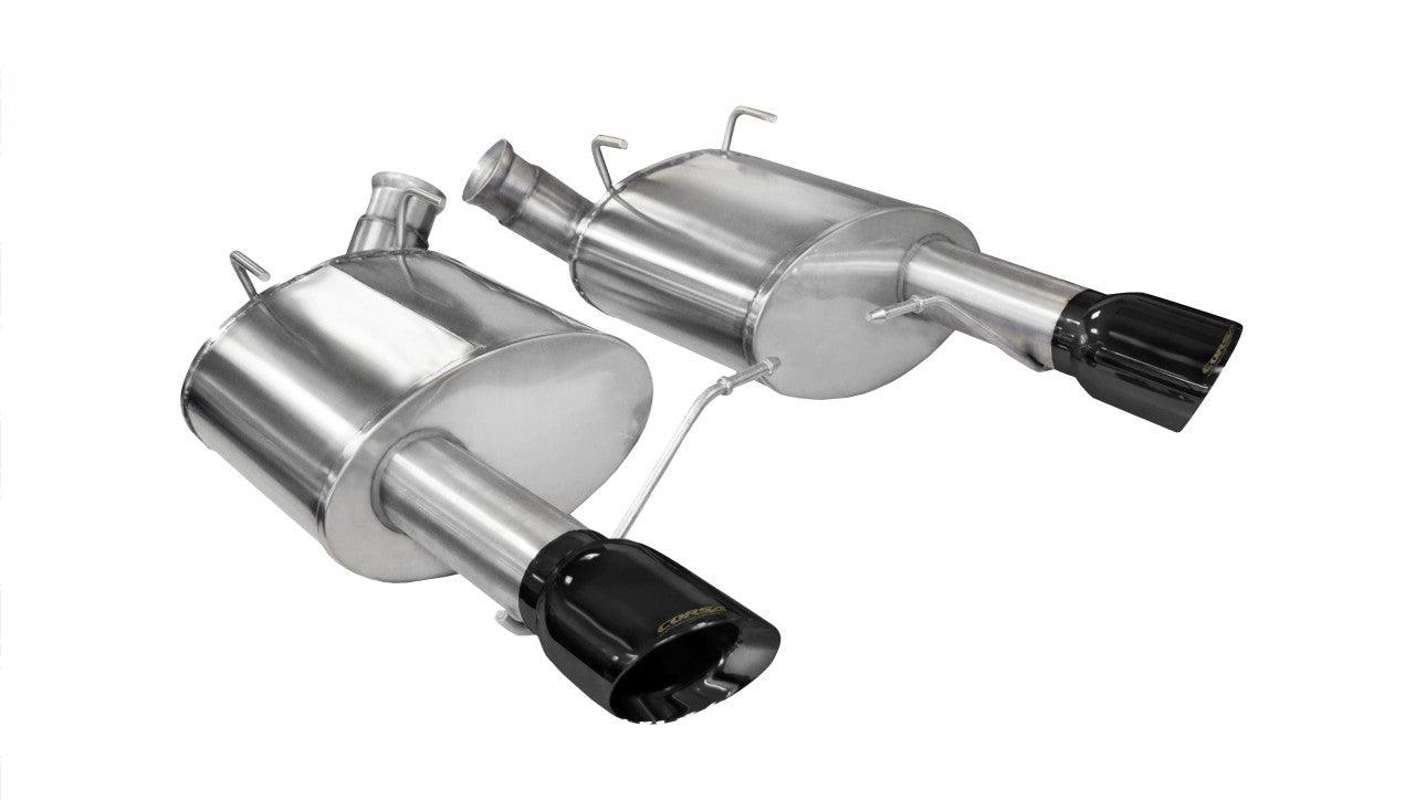 3.0 Inch Axle-Back Sport Dual Exhaust Black 4.0 Inch Tips 11-14 Mustang GT-11-13 Boss 302 5.0L Stainless Steel - Apollo Off-Road