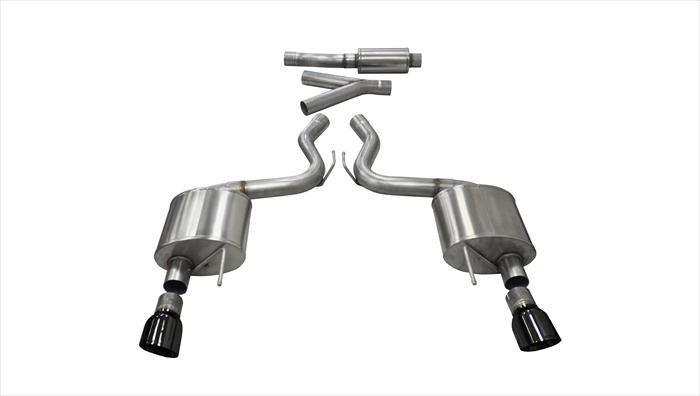 3.0 Inch Cat-Back Sport Dual Exhaust 4.5 Inch Black Tips 15-17 Ford Mustang EcoBoost Fastback 2.3L Turbo Stainless Steel - Apollo Off-Road