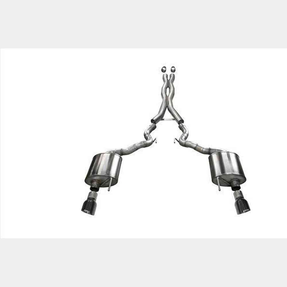 3.0 Inch Cat-Back Sport Dual Exhaust 4.5 Inch Black Tips 15-17 Ford Mustang GT Convertible 5.0L V8 Stainless Steel - Apollo Off-Road