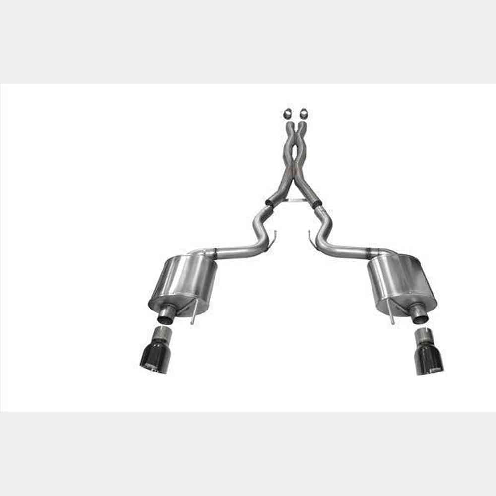 3.0 Inch Cat-Back Sport Dual Exhaust 4.5 Inch Black Tips 15-17 Ford Mustang GT Fastback 5.0L V8 Stainless Steel - Apollo Off-Road