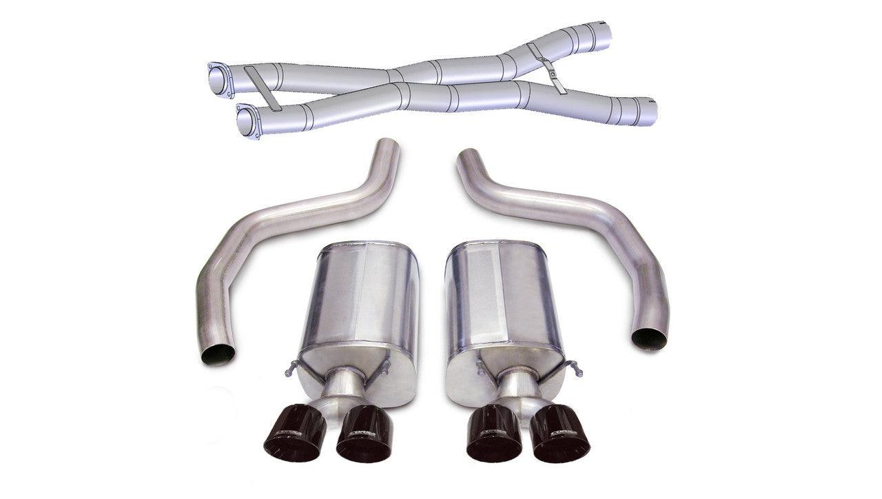 3.0 Inch Cat-Back Sport Dual Exhaust Twin 4.0 Inch Black Tips 12-13 Corvette Z06 7.0L - ZR1 6.2L Stainless Steel - Apollo Off-Road