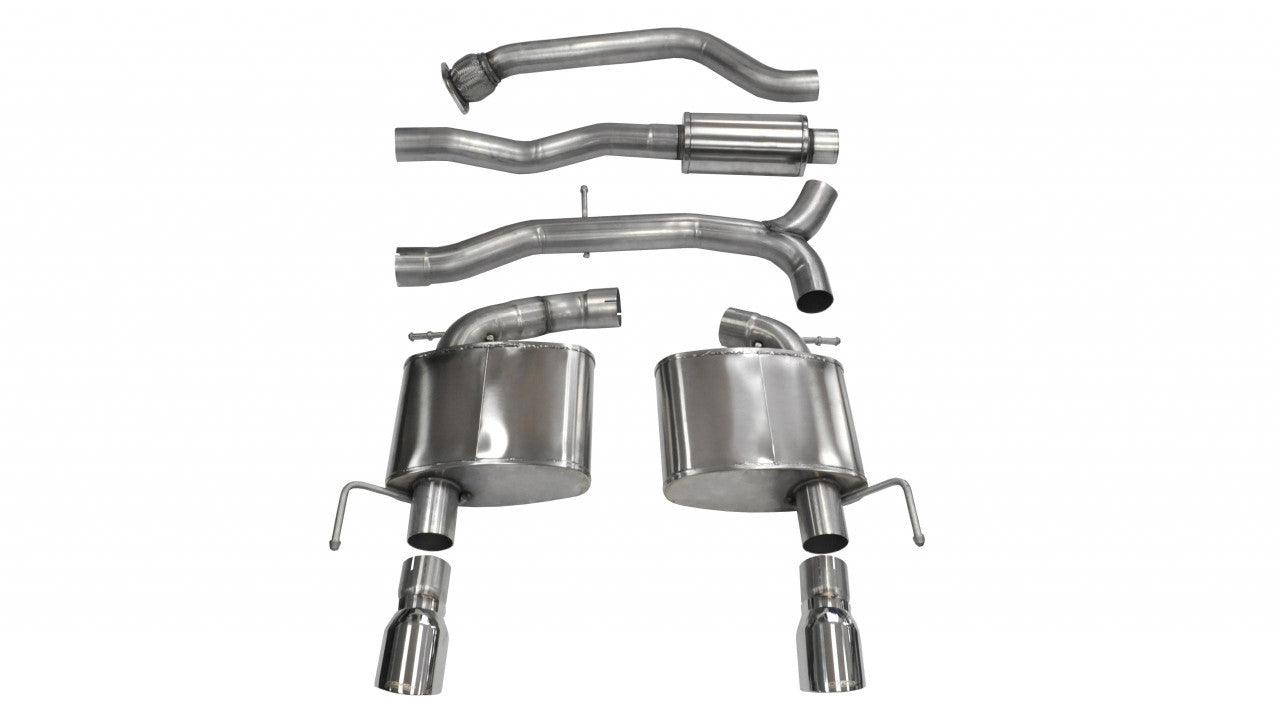 3.0 Inch Cat-Back Sport Dual Rear Exit Exhaust 4.0 Inch Polished Tips 13-19 Cadillac ATS Sedan-Coupe Auto Trans 2.0L Turbo Stainless Steel - Apollo Off-Road