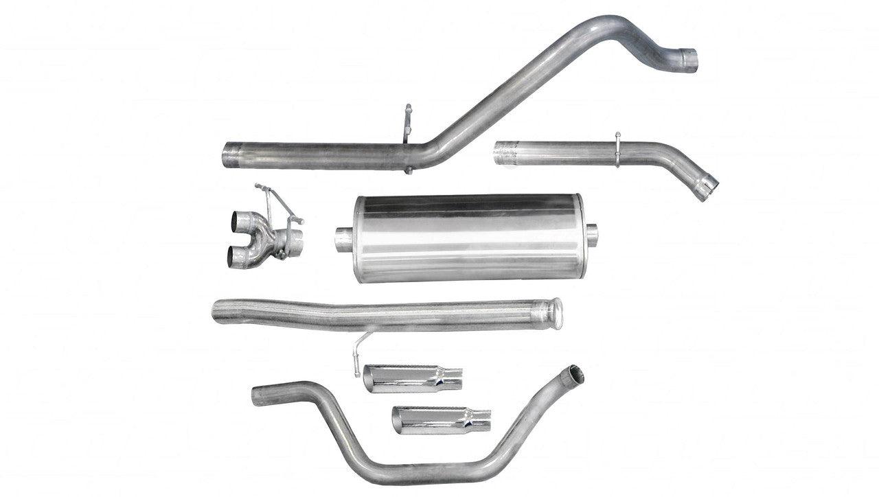 3.0 Inch Cat-Back Sport Dual Rear Exit Exhaust 4.0 Inch Slash Cut Polished Tips 10-13 Silverado-Sierra 1500 Crew Cab-Short Bed-Extended Cab-Standard Bed 4.8L-5.3L-6.0L V8 143.5 Inch WB Stainless Steel - Apollo Off-Road