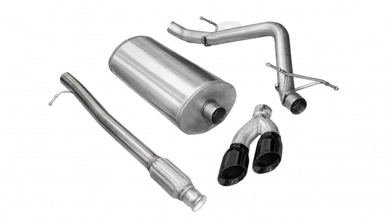 3.0 Inch Cat-Back Sport Single Side Exit Exhaust 4.0 Inch Black Tips 10-13 Silverado-Sierra 1500 Crew Cab-Short Bed-Extended Cab-Standard Bed 4.8L-5.3L-6.0L V8 143.5 Inch WB Stainless Steel - Apollo Off-Road