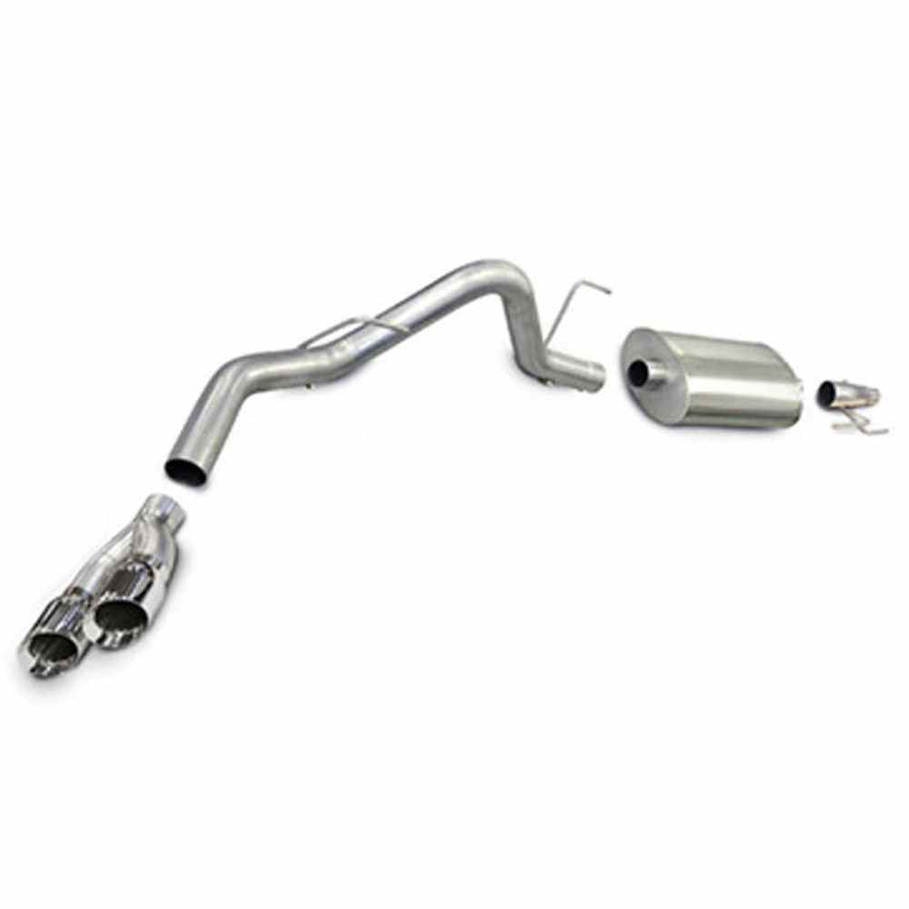 3.0 Inch Cat-Back Sport Single Side Exit Exhaust 4.0 Inch Polished Tips 11-14 Ford F150 EcoBoost 3.5L V6 Turbo 144.5-156.5-163.1 Inch Wheelbase Stainless Steel - Apollo Off-Road