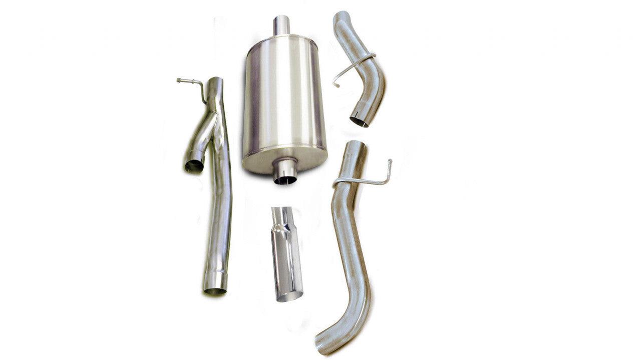 3.0 Inch Cat-Back Sport Single Side Exit Exhaust 4.0 Inch Slash Cut Polished Tip 02-06 GMC Sierra Denali 1500 Extended Cab-Standard Bed 6.0L V8 143.5 Inch WB Stainless Steel - Apollo Off-Road