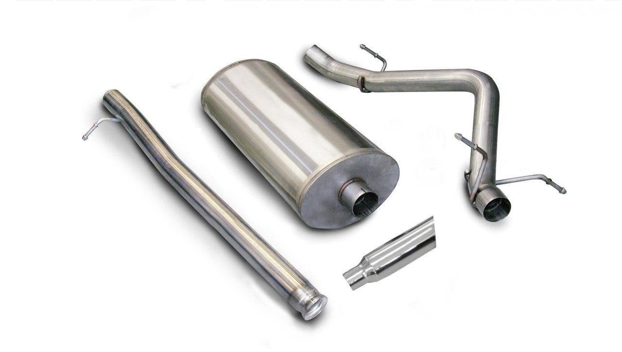 3.0 Inch Cat-Back Sport Single Side Exit Exhaust 4.0 Inch Slash Cut Polished Tip 07-08 Silverado-Sierra 1500 Crew Cab-Short Bed-Extended Cab-Standard Bed 4.8L-5.3L-6.0L V8 143.5 Inch WB Stainless Steel - Apollo Off-Road