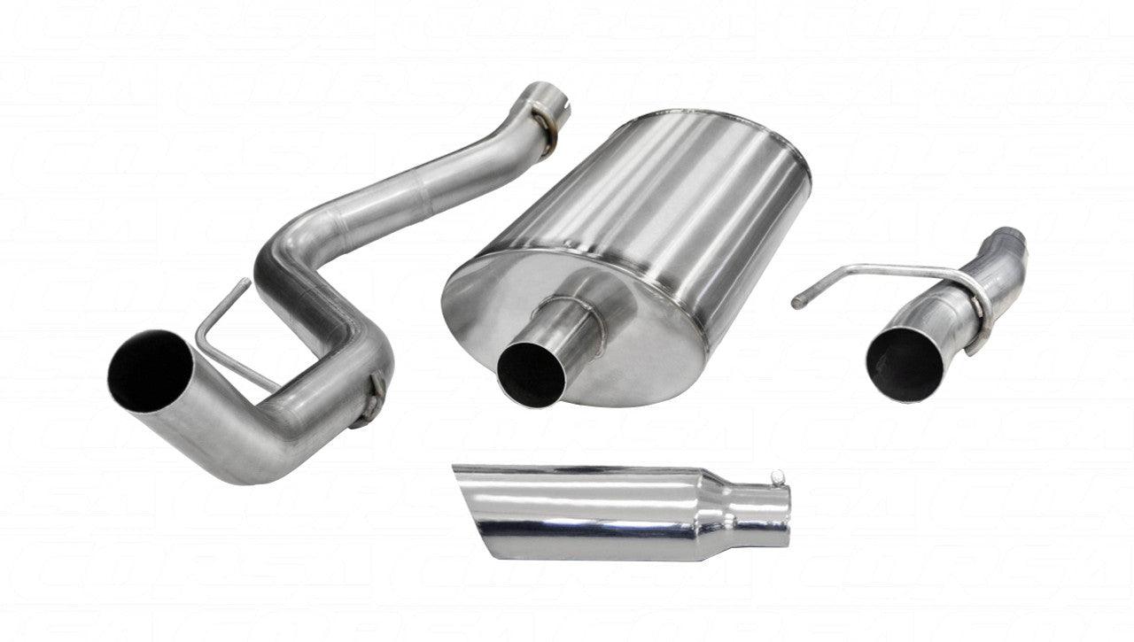 3.0 Inch Cat-Back Sport Single Side Exit Exhaust 4.0 Inch Slash Cut Polished Tip 11-14 Ford F150 6.2L V8 w-144.5-156.5 Inch WB Stainless Steel - Apollo Off-Road