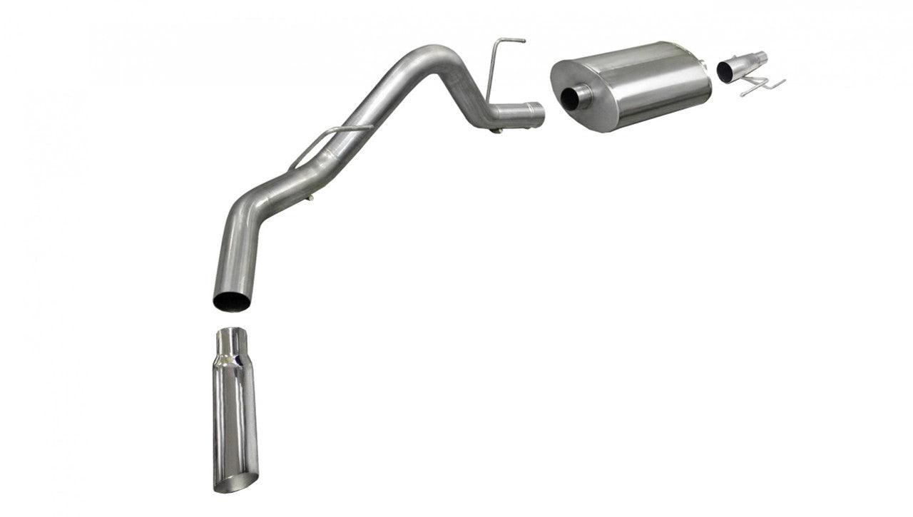 3.0 Inch Cat-Back Sport Single Side Exit Exhaust 4.0 Inch Slash Cut Polished Tip 11-14 Ford F150 EcoBoost 3.5L V6 w-144.5-156.5-163.1 Inch WB Stainless Steel - Apollo Off-Road