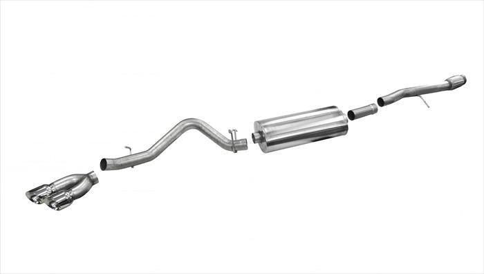 3.5 Inch Cat-Back Sport Single Side Exit Exhaust 4.5 Inch Polished Tips 14-Present Silverado-Sierra 1500 Crew Cab-Double Cab-Standard-Short Bed 6.2L V8 153-143.5 Inch WB Stainless Steel - Apollo Off-Road