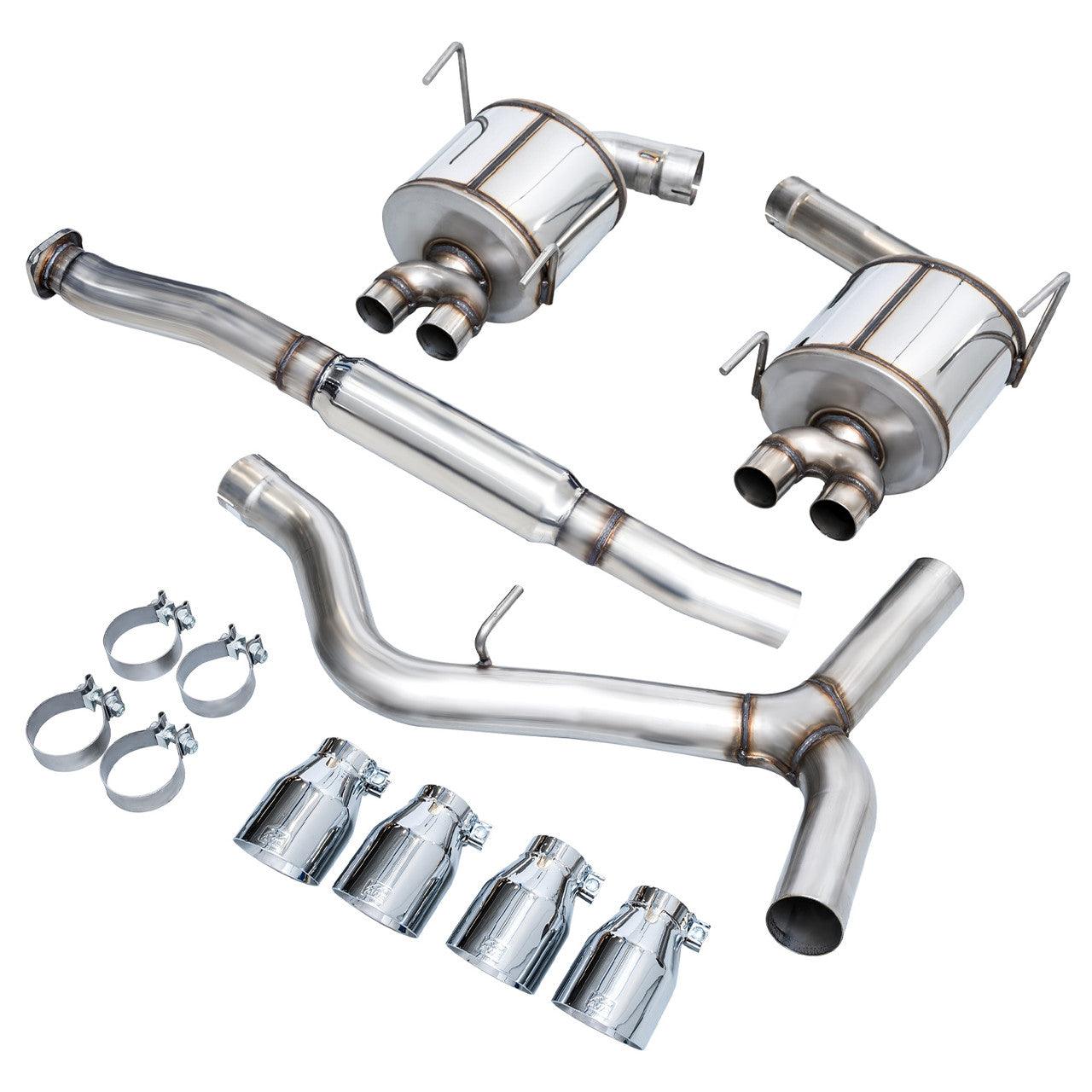 AWE Touring Edition Exhaust for VA STI - GV WRX - GV STI Sedan - Chrome Silver Quad Tips (102mm) - Apollo Optics