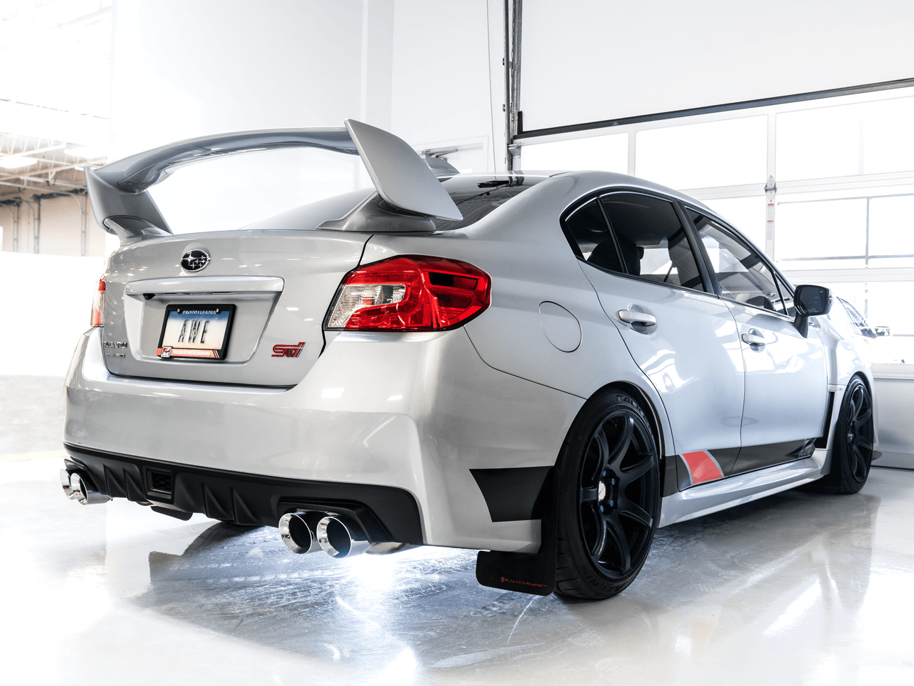 AWE Touring Edition Exhaust for VA STI - GV WRX - GV STI Sedan - Chrome Silver Quad Tips (102mm) - Apollo Optics