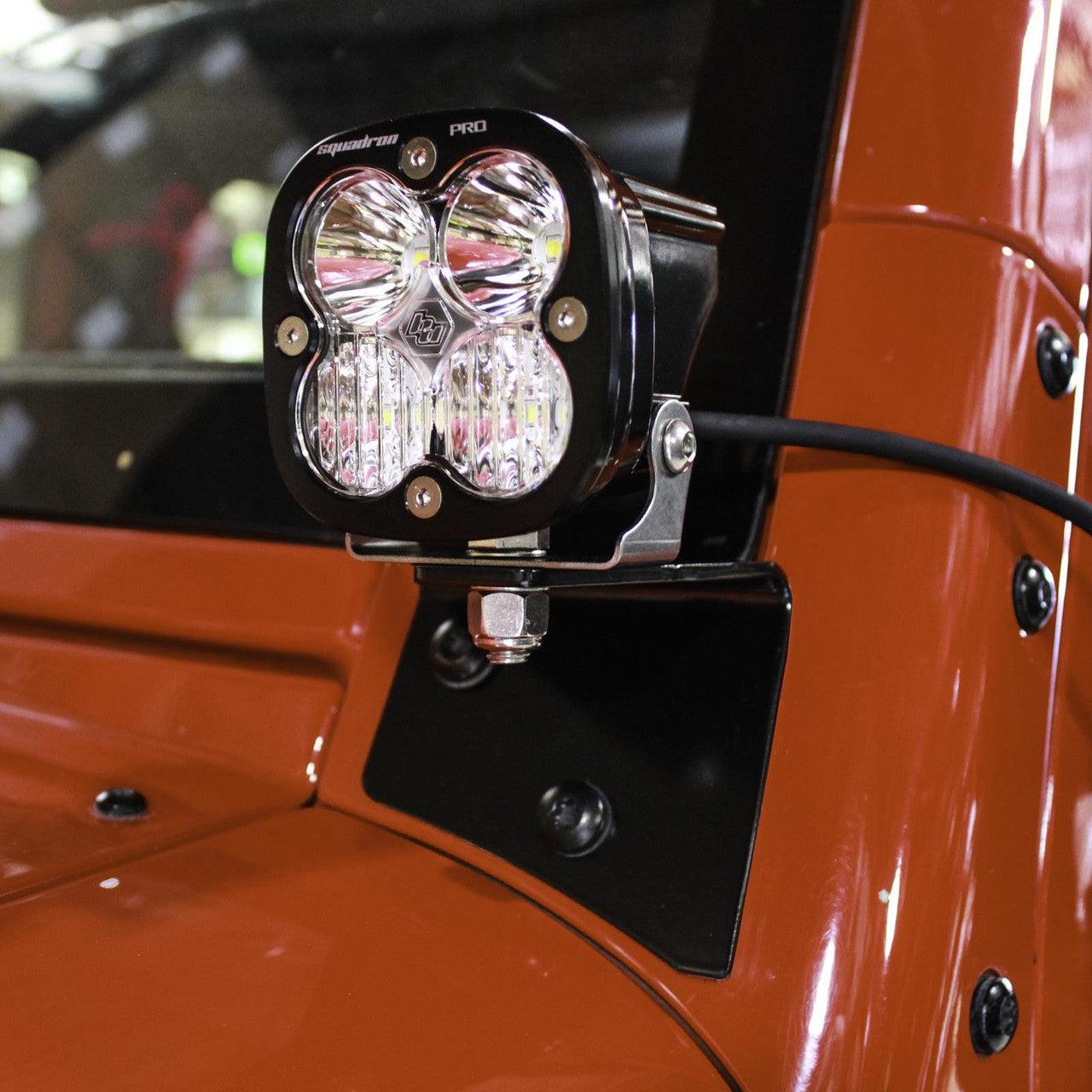 Baja Designs Jeep JK Squadron Pro Spot A-Pillar Light Kit - Jeep 2007-18 Wrangler JK - Apollo Optics