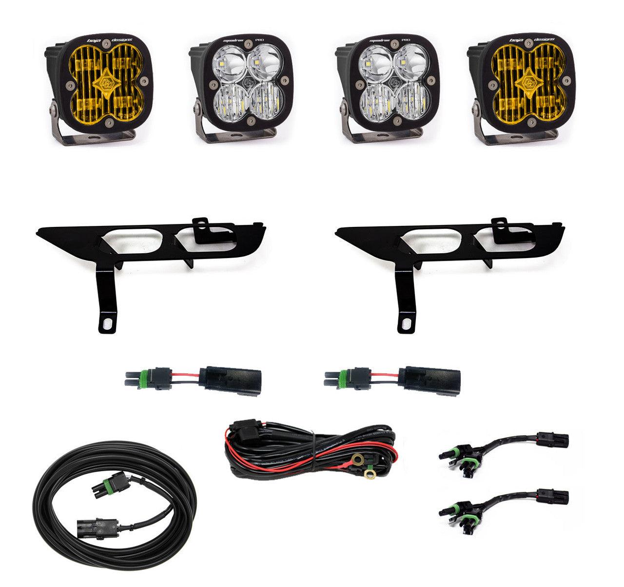 Baja Designs Ford Squadron SAE-Pro Amber w-Upfitter Fog Pocket Light Kit - Ford 2021-22 F-150 w- Daytime Running Lights - Apollo Optics