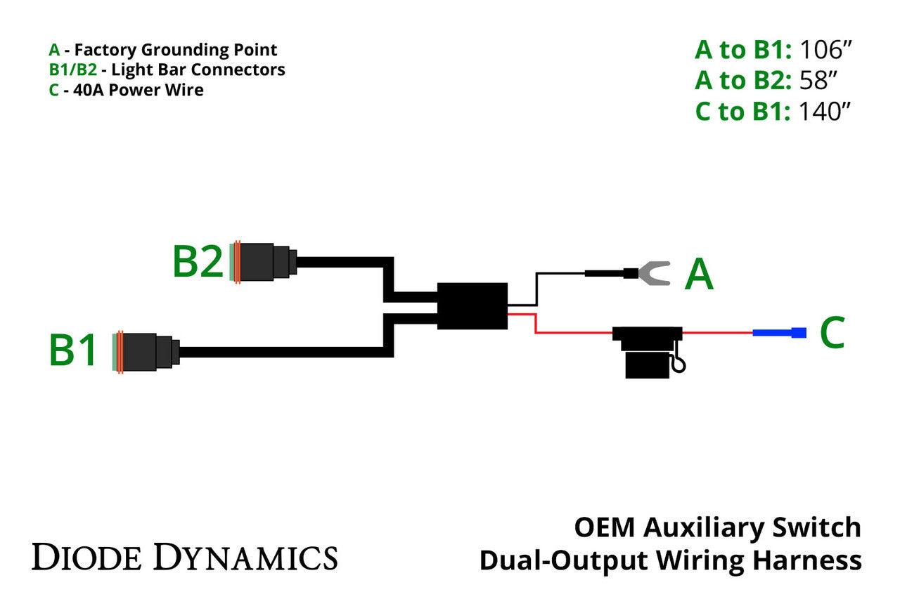 Diode Dynamics OEM Auxiliary Switch Dual-Output Wiring Harness - Apollo Optics