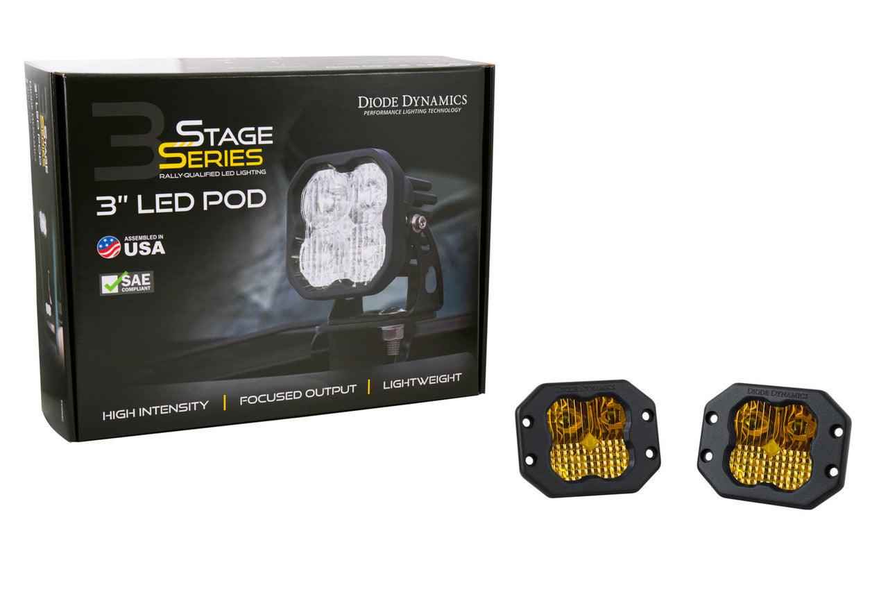 Diode Dynamics SS3 Pro ABL Yellow SAE Fog Flush Pair - Apollo Optics