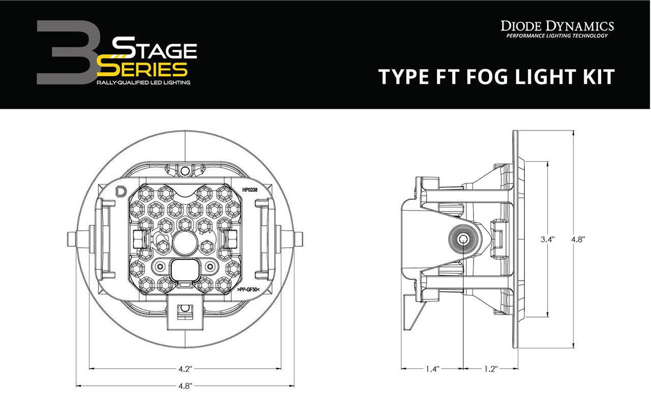 Diode Dynamics SS3 LED Fog Light Kit for 1996-2006 Dodge Viper Yellow SAE-DOT Fog Sport w- Backlight - Apollo Optics