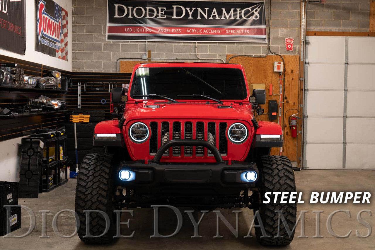 Diode Dynamics SS3 LED Fog Light Kit for 2020-2021 Jeep Gladiator White SAE-DOT Fog Max w- Backlight Type MS Bracket Kit - Apollo Optics