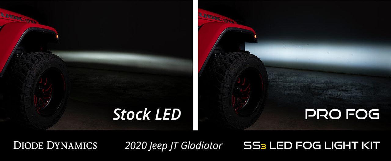 Diode Dynamics SS3 LED Fog Light Kit for 2020-2021 Jeep Gladiator White SAE-DOT Fog Max w- Backlight Type MS Bracket Kit - Apollo Optics